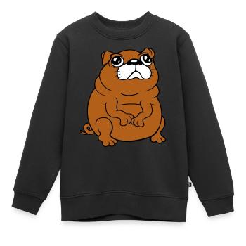 Mops Hund Sitzt Klein Betteln Dick Guckt Traurig - Kinder Premium Organic Sweatshirt - Schwarz - Vorne - AI Model Kid Female (0cm)