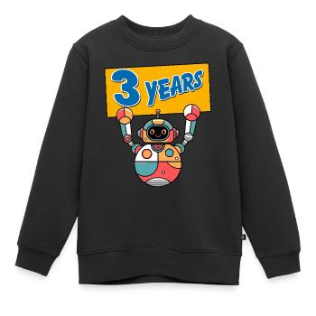Ich bin drei 3 Jahre dritter Geburtstag Roboter - Kinder Premium Organic Sweatshirt - Schwarz - Vorne - AI Model Kid Female (0cm)
