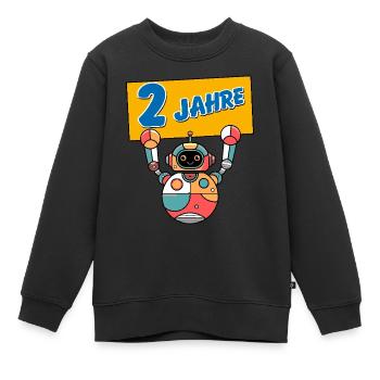 Ich bin 2 Jahre zweiter Geburtstag Roboter - Kinder Premium Organic Sweatshirt - Schwarz - Vorne - AI Model Kid Female (0cm)
