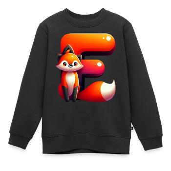 Renard joyeux avec la lettre E - Sweat Premium enfant bio - noir - Devant - AI Model Kid Female (0cm)