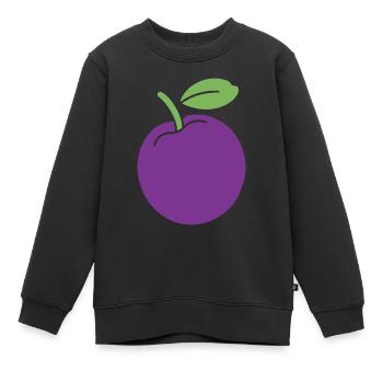Pflaume - Kinder Premium Organic Sweatshirt - Schwarz - Vorne - AI Model Kid Female (0cm)