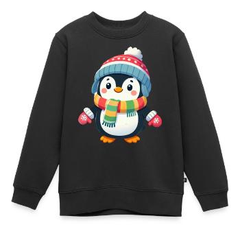 Bande dessinée Pingouin - Sweat Premium enfant bio - noir - Devant - AI Model Kid Female (0cm)