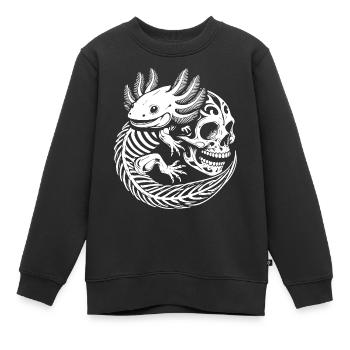 Axolotl & Skull - Kids Premium Organic Sweatshirt - black - Front - AI Model Kid Female (0cm)