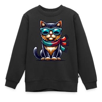 Lunettes de soleil chat BD - Sweat Premium enfant bio - noir - Devant - AI Model Kid Female (0cm)