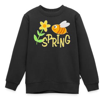 Fröhliche Bienchen mit Blumenmotiv - Kinder Premium Organic Sweatshirt - Schwarz - Vorne - AI Model Kid Female (0cm)
