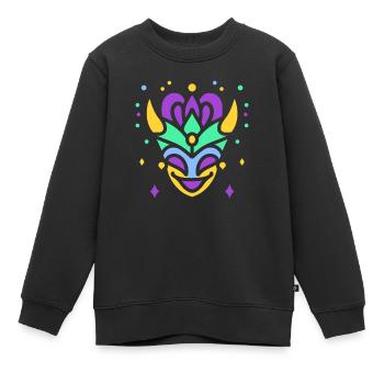 masque carnaval - Sweat Premium enfant bio - noir - Devant - AI Model Kid Female (0cm)