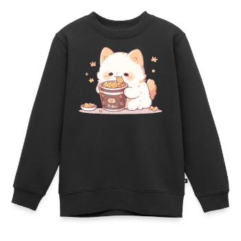 Chats spaghetti - Le chat s’amuse avec le passé - Sweat Premium enfant bio - noir - Devant - AI Model Kid Female (0cm)
