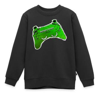 gruener Comic Controller mit Text GAME OVER - Kinder Premium Organic Sweatshirt - Schwarz - Vorne - AI Model Kid Female (0cm)