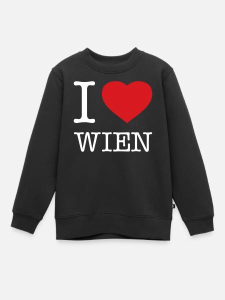 I LOVE WIEN - Kinder Premium Organic Sweatshirt - Schwarz