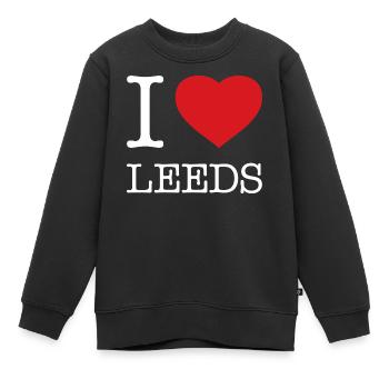 I LOVE LEEDS - Kinder Premium Organic Sweatshirt - Schwarz - Vorne - AI Model Kid Female (0cm)