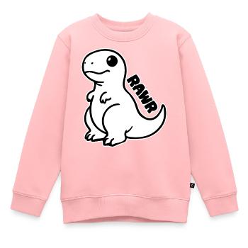 Dinosaure mignon - T-rex Rawr Design - Sweat Premium enfant bio - rose - Devant - AI Model Kid Female (0cm)