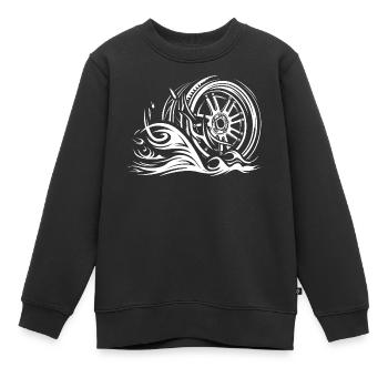 Jante de course avec flammes – Tribal Auto Design - Sweat Premium enfant bio - noir - Devant - AI Model Kid Female (0cm)