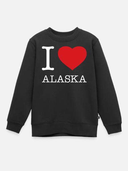 I LOVE ALASKA - Kinder Premium Organic Sweatshirt - Schwarz
