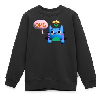 OMG Cat cute 3d bubble - Kinder Premium Organic Sweatshirt - Schwarz - Vorne - AI Model Kid Female (0cm)