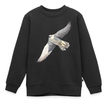 Vol GyrFalcoin - Sweat Premium enfant bio - noir - Devant - AI Model Kid Female (0cm)