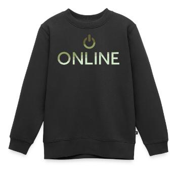 online Schriftzug - On Button aktiv - Kinder Premium Organic Sweatshirt - Schwarz - Vorne - AI Model Kid Female (0cm)
