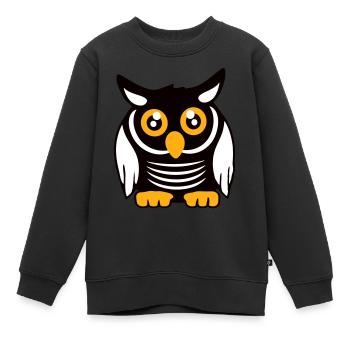 Eule Vogel Uhu Nachtvogel Schleiereule Kauz Comic - Kinder Premium Organic Sweatshirt - Schwarz - Vorne - AI Model Kid Female (0cm)