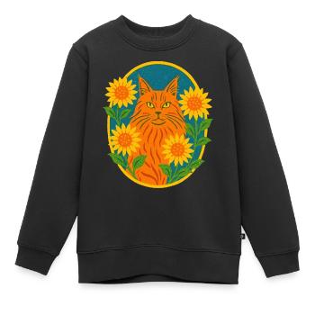 Ginger Kitty Cat - Kids Premium Organic Sweatshirt - black - Front - AI Model Kid Female (0cm)