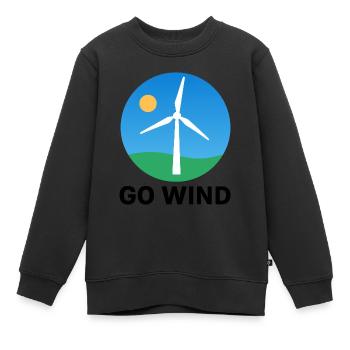 Pour l’énergie éolienne – claire et durable - Sweat Premium enfant bio - noir - Devant - AI Model Kid Female (0cm)