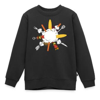 Grill-Explosion – Comic-Motiv für echte Kerle - Kinder Premium Organic Sweatshirt - Schwarz - Vorne - AI Model Kid Female (0cm)