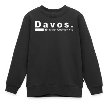 Davos Coordonnées Grisons Grisons Grisons - Sweat Premium enfant bio - noir - Devant - AI Model Kid Female (0cm)
