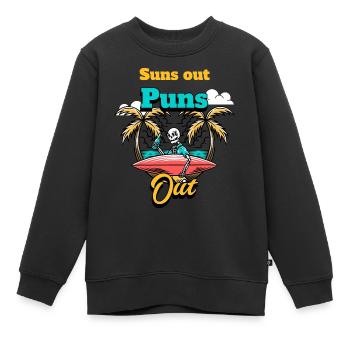 Sonnen raus Wortspiele raus - Kinder Premium Organic Sweatshirt - Schwarz - Vorne - AI Model Kid Female (0cm)