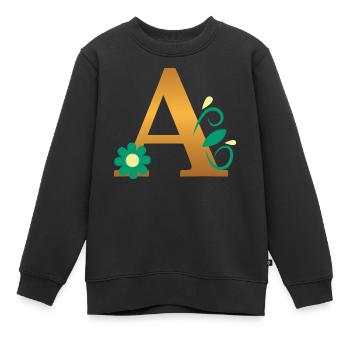 A - Sweat Premium enfant bio - noir - Devant - AI Model Kid Female (0cm)