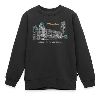 München Deutsches Museum Handzeichnung - Kinder Premium Organic Sweatshirt - Schwarz - Vorne - AI Model Kid Female (0cm)