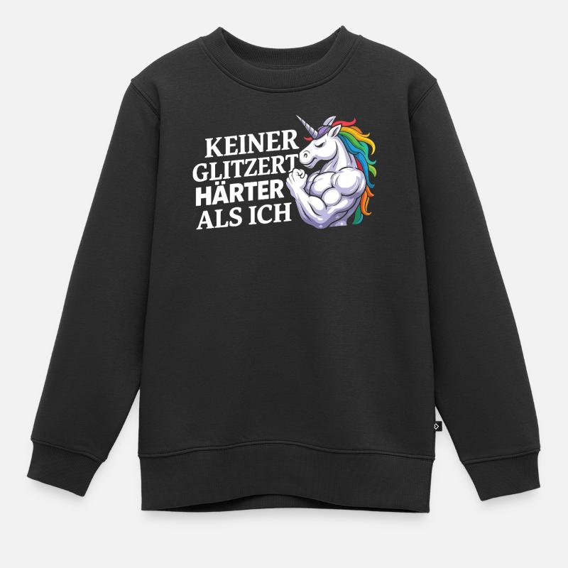 Härter als ich – Einhorn Kraftdesign - Kinder Premium Organic Sweatshirt - Schwarz