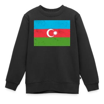 Flagge von Aserbaidschan – Stolz und nationale Identität - Kinder Premium Organic Sweatshirt - Schwarz - Vorne - AI Model Kid Female (0cm)