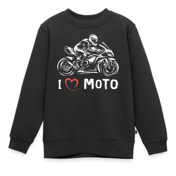 I love Moto - Superbike Motorrad Racing - Kinder Premium Organic Sweatshirt - Schwarz - Vorne - AI Model Kid Female (0cm)
