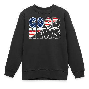GOOD NEWS Stars and Stripes Bibelvers Evangelium - Kinder Premium Organic Sweatshirt - Schwarz - Vorne - AI Model Kid Female (0cm)