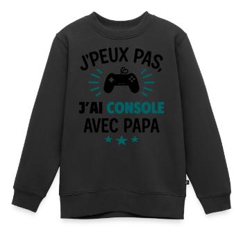 J’peux pas j’ai console avec papa Geek Gamer Drôle - Sweat Premium enfant bio - noir - Devant - AI Model Kid Female (0cm)