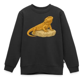 Gelbgecko auf Felsen - Kinder Premium Organic Sweatshirt - Schwarz - Vorne - AI Model Kid Female (0cm)