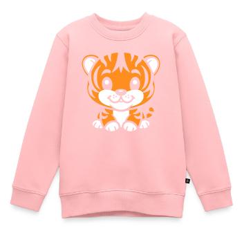 Tiger - Kinder Premium Organic Sweatshirt - Rosa - Vorne - AI Model Kid Female (0cm)