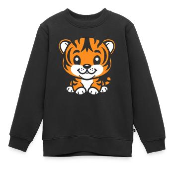 Tiger - Kinder Premium Organic Sweatshirt - Schwarz - Vorne - AI Model Kid Female (0cm)