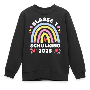 Schulkind 2025 - Klasse 1 - Regenbogen mit Stift - Kinder Premium Organic Sweatshirt - Schwarz - Vorne - AI Model Kid Female (0cm)