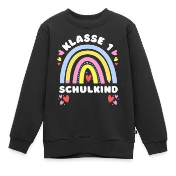 Klasse 1 - Schulkind - mit Namen personalisierbar - Kinder Premium Organic Sweatshirt - Schwarz - Vorne - AI Model Kid Female (0cm)