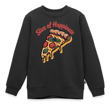 Slice of Happiness - Pizza - Kinder Premium Organic Sweatshirt - Schwarz - Vorne - AI Model Kid Female (0cm)