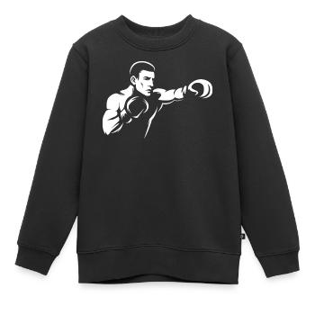 Boxer Punch Illustration - Kampfsport Training - Kinder Premium Organic Sweatshirt - Schwarz - Vorne - AI Model Kid Female (0cm)