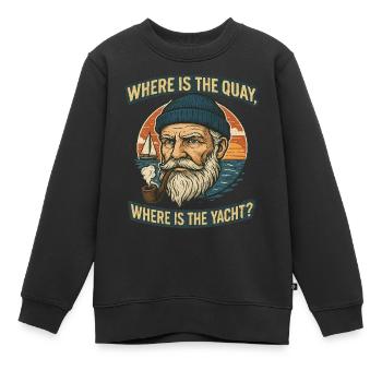 Où est le quai, où est le yacht - Sweat Premium enfant bio - noir - Devant - AI Model Kid Female (0cm)