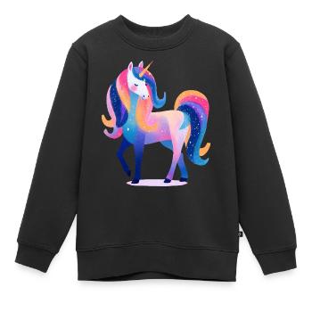 Paillettes Licorne Lily - Sweat Premium enfant bio - noir - Devant - AI Model Kid Female (0cm)