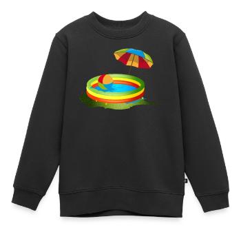 Buntes Planschbecken mit Sonnenschirm und Ball - Kinder Premium Organic Sweatshirt - Schwarz - Vorne - AI Model Kid Female (0cm)