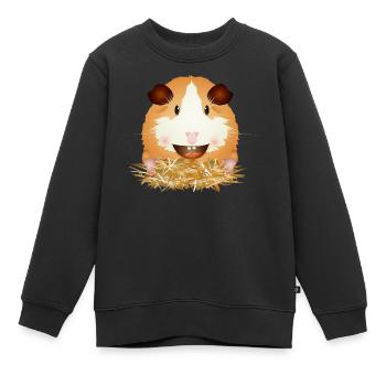 Lachendes Meerschweinchen im Stroh – Gute Laune - Kinder Premium Organic Sweatshirt - Schwarz - Vorne - AI Model Kid Female (0cm)