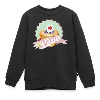 Charmantes Pancake-Motiv mit Sahne und Beeren - Kinder Premium Organic Sweatshirt - Schwarz - Vorne - AI Model Kid Female (0cm)