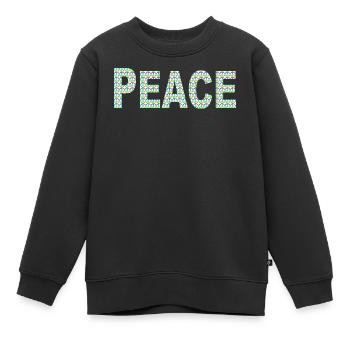 Parole de paix avec signe de paix - Sweat Premium enfant bio - noir - Devant - AI Model Kid Female (0cm)