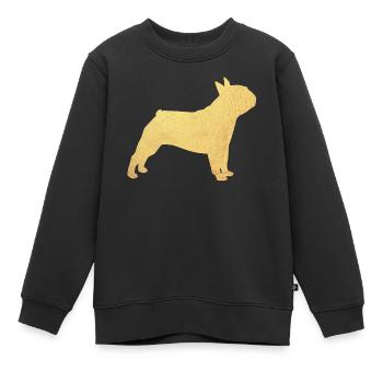 Mops Gold Hund Tierliebe deluxe Gassi Wauwau Wuff - Kinder Premium Organic Sweatshirt - Schwarz - Vorne - AI Model Kid Female (0cm)
