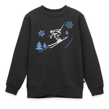 Skieurs dans la neige hivernale - Sweat Premium enfant bio - noir - Devant - AI Model Kid Female (0cm)