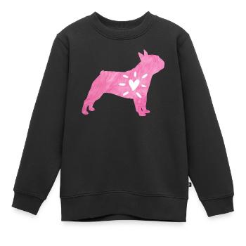 Mops Herz Liebe Fell Hund Wauwau rosa Tierliebe - Kinder Premium Organic Sweatshirt - Schwarz - Vorne - AI Model Kid Female (0cm)