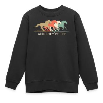 Vintage Rennpferde Illustration - Kinder Premium Organic Sweatshirt - Schwarz - Vorne - AI Model Kid Female (0cm)